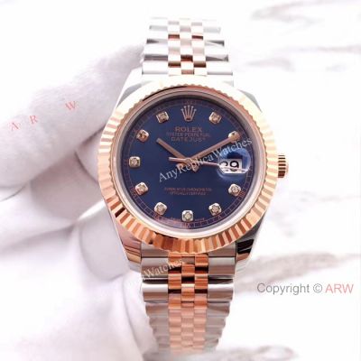  Caliber 3255 Rolex Everose Replica Watch Datejust II 41mm Blue Diamond